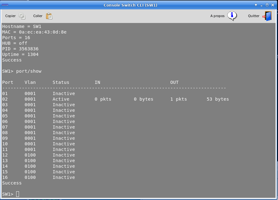 Interface CLI des switchs administrables